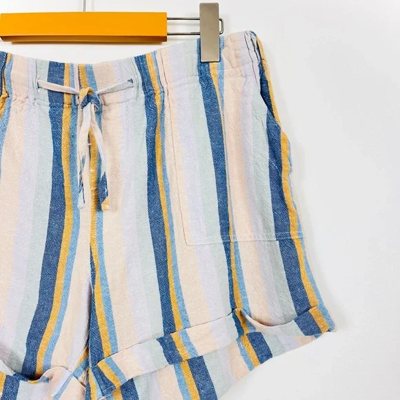 Just Using Multi-Coloured Striped Linen Drawstring Shorts - Picture 3 of 4